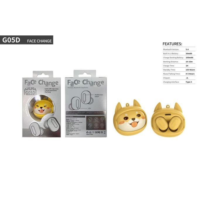 Наушники XoKo G05-face changing TWS Yellow (G05-YEL) изображение 20