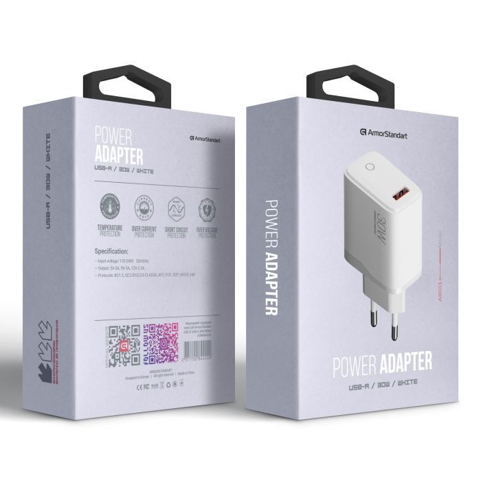 Зарядний пристрій Armorstandart AR013 USB-A 30W white (ARM84424) зображення 2