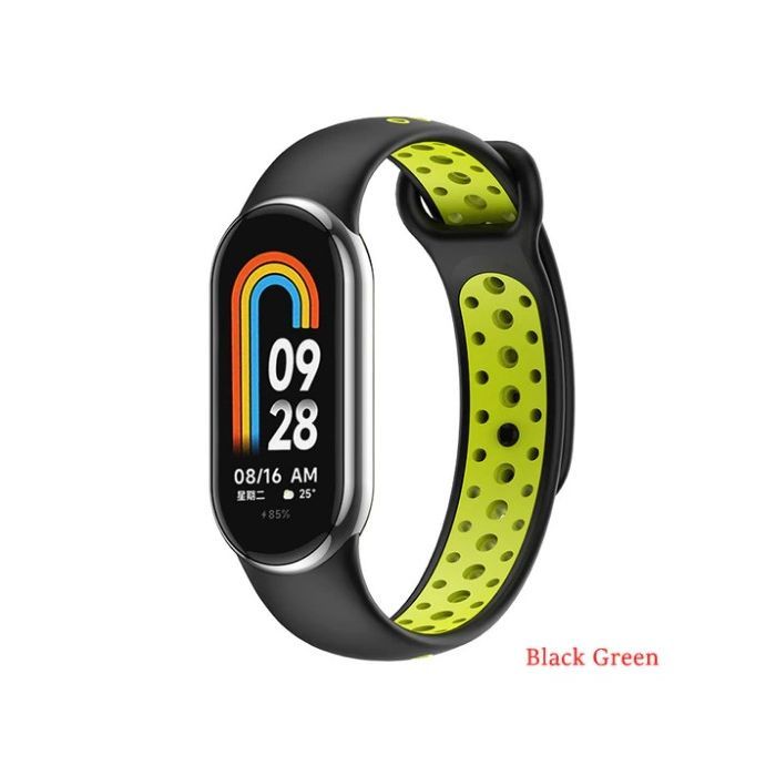 Ремінець до фітнес браслета BeCover Vents Style для Xiaomi Mi Smart Band 8 Black-Green (709416)