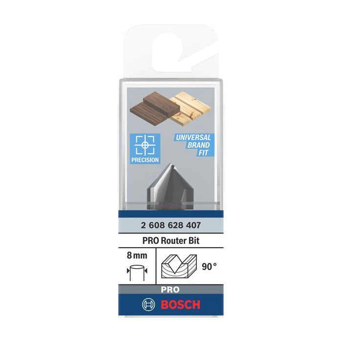 Фреза Bosch Professional пазова V-подібна V, Std, S8, D16, L16 90° (2.608.628.407) зображення 2