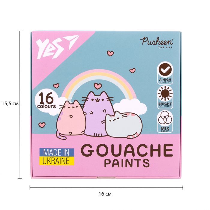 Гуашевые краски Yes Pusheen 16 кольорів по 20 мл (230403) изображение 6