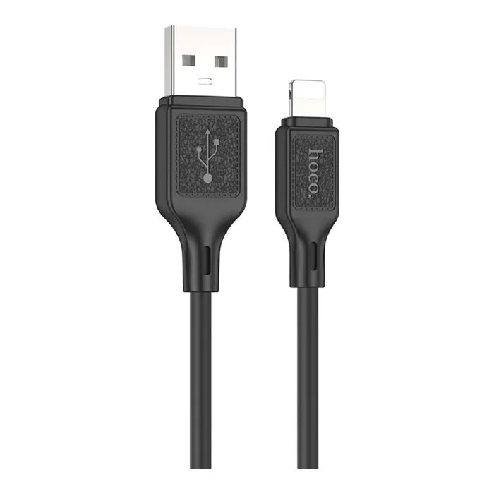 Дата кабель USB 2.0 AM to Lightning 1.0m silicone black HOCO (6931474788405)
