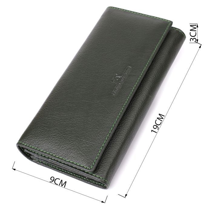 Гаманець ST Leather З натуральної шкіри Зелений (23066) зображення 3