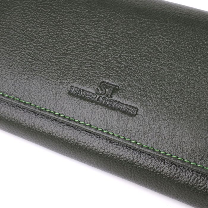 Гаманець ST Leather З натуральної шкіри Зелений (23066) зображення 5