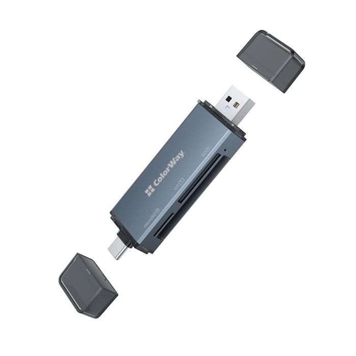 Зчитувач флеш-карт ColorWay USB 2.0/USB-C to CF/SD/MicroSD (CW-CR-01) зображення 2