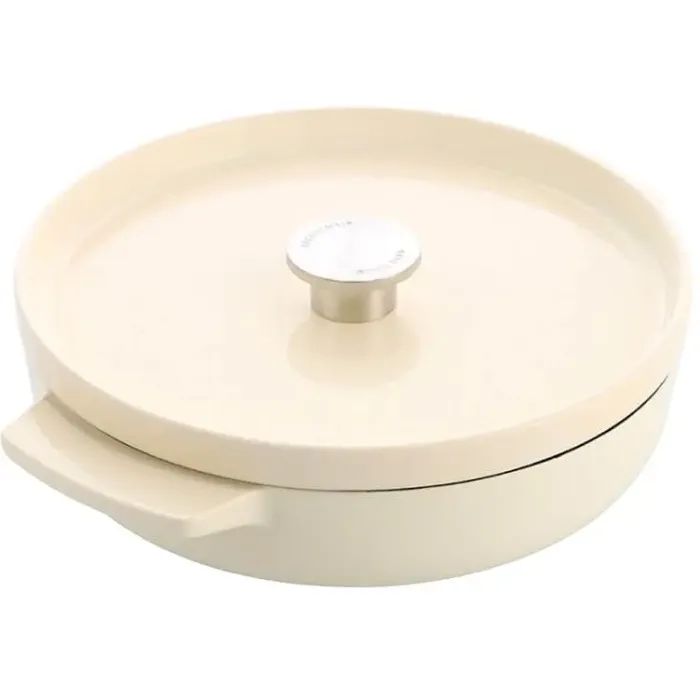 Сотейник KitchenAid Cast Iron чавунний з кришкою, 26 см, 2,77 л, мигдалевий крем (CC009010-001)