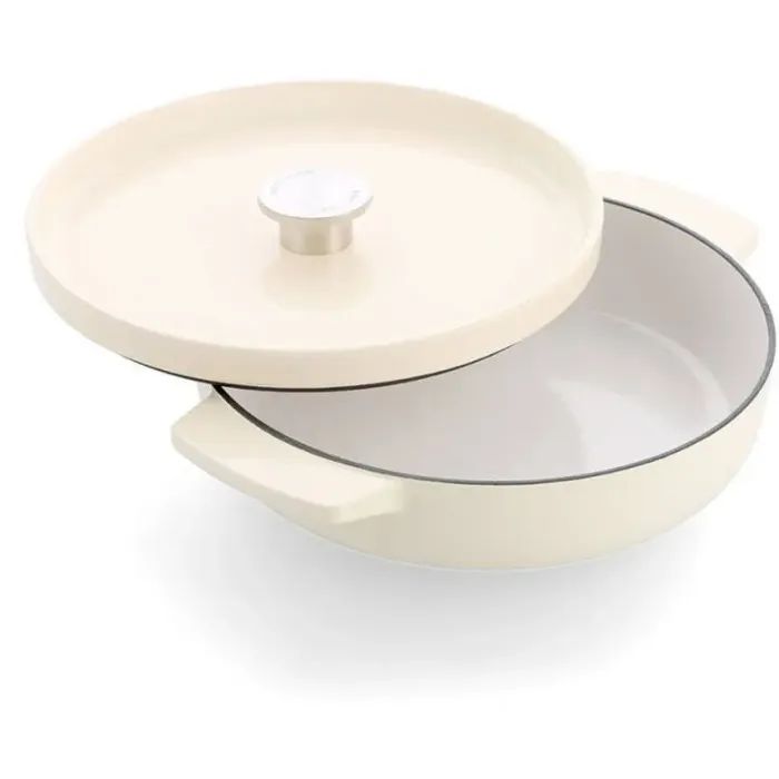 Сотейник KitchenAid Cast Iron чавунний з кришкою, 26 см, 2,77 л, мигдалевий крем (CC009010-001) зображення 2