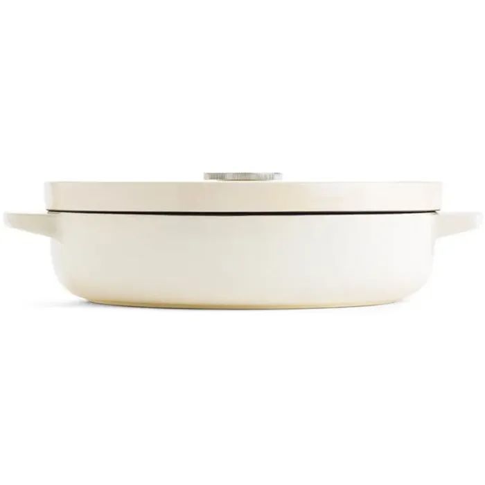Сотейник KitchenAid Cast Iron чавунний з кришкою, 26 см, 2,77 л, мигдалевий крем (CC009010-001) зображення 3