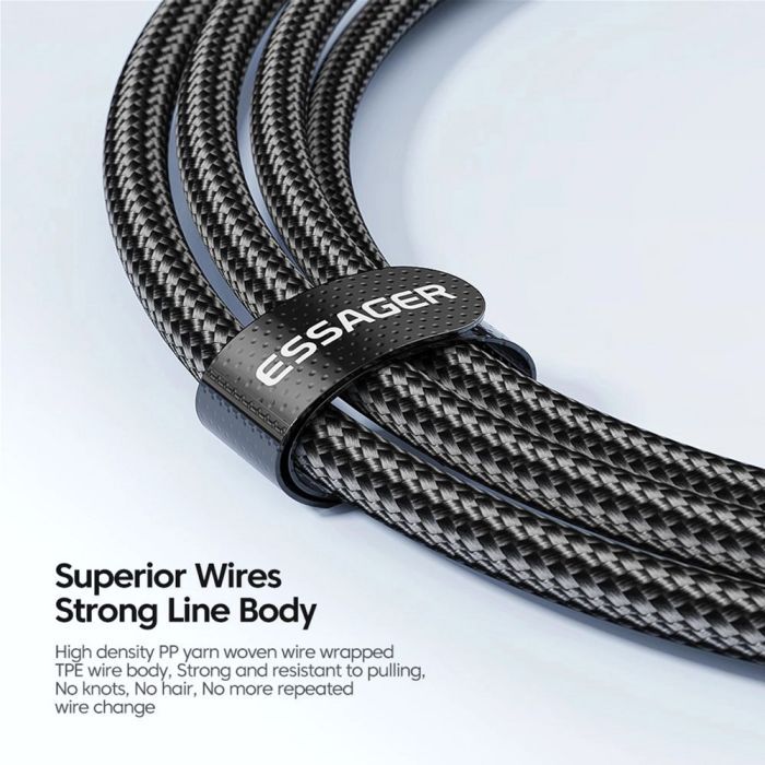 Дата кабель USB-C to USB-C 3.0m 100W black Essager (EXCTT1-XCC01) изображение 3