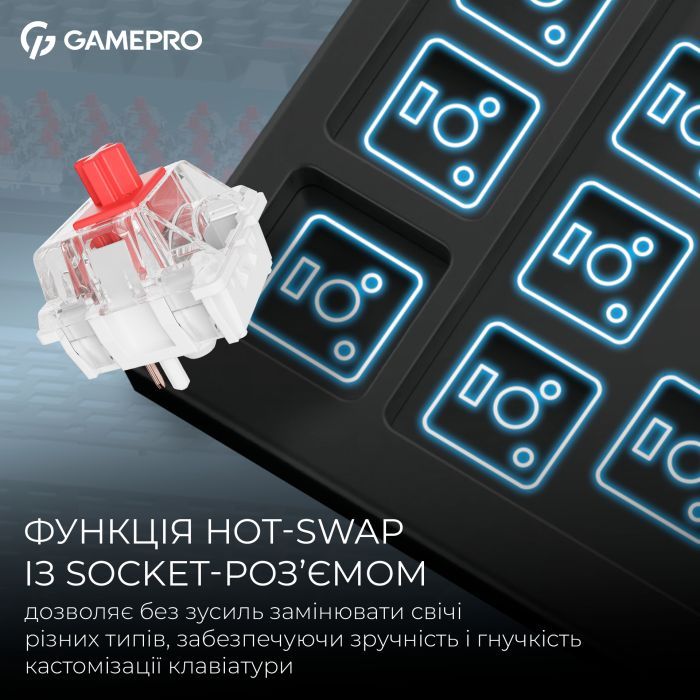Клавіатура GamePro Asgard Yord Wireless/Bluetooth/USB UA Blue (MK266BL) зображення 9