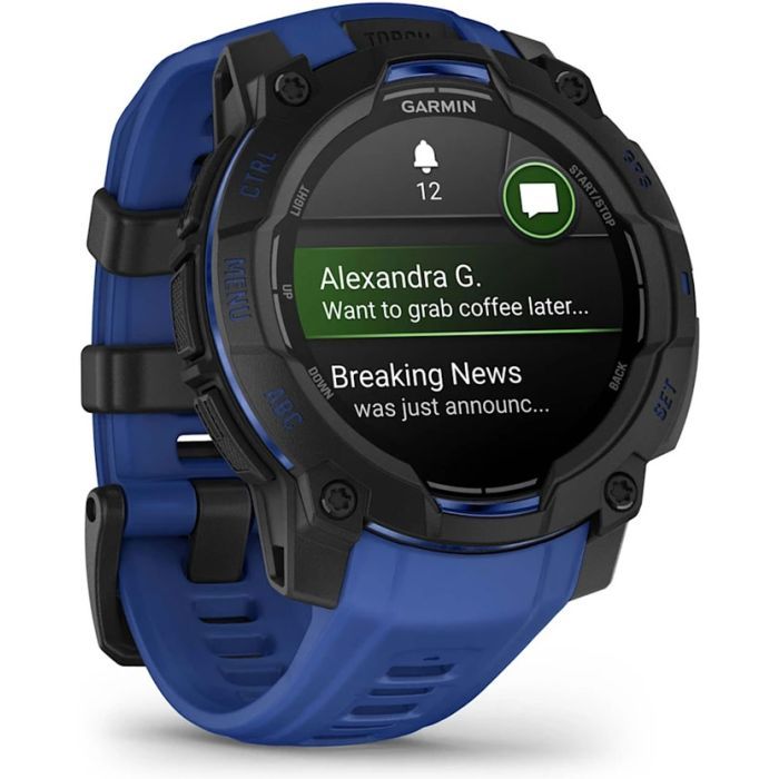 Смарт-часы Garmin Instinct 3, 45mm, AMOLED, Black with Bolt Blue Band, GPS смарт-годинник (010-02936-03) изображение 3
