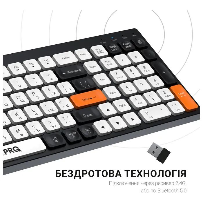 Клавіатура OfficePro SK985BO Bluetooth/Wireless UA Black/White (SK985BO) зображення 11