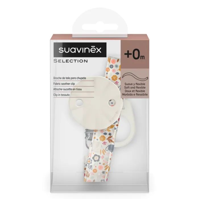 Кліпса для пустушок Suavinex Poetry із тканинною стрічкою, біла з малюнком (402828) зображення 2