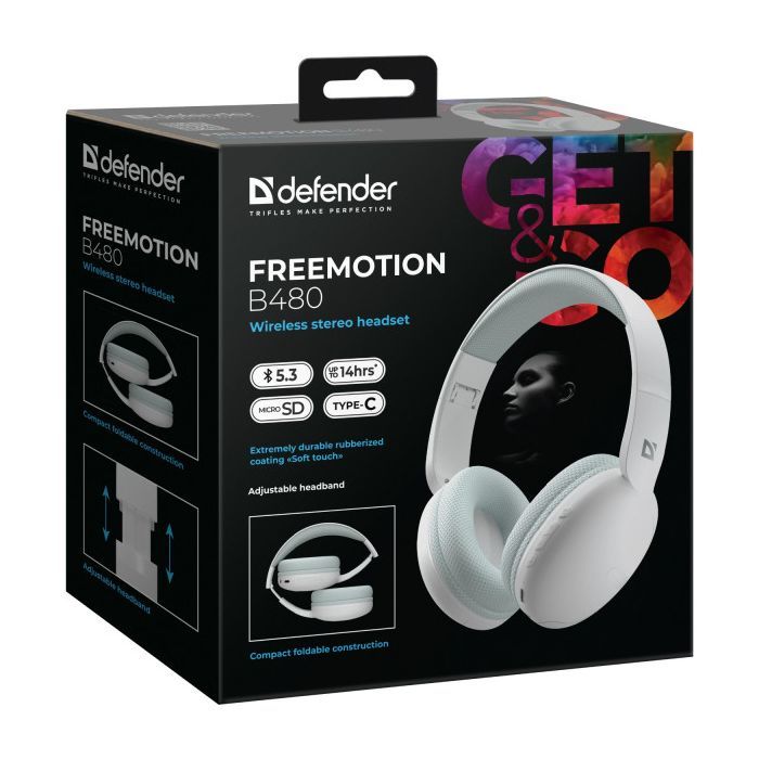 Навушники Defender FreeMotion B480 Bluetooth White (63481) зображення 8