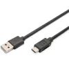 Дата кабель USB 2.0 AM to USB-C 3.0m black Digitus (AK-300148-030-S)