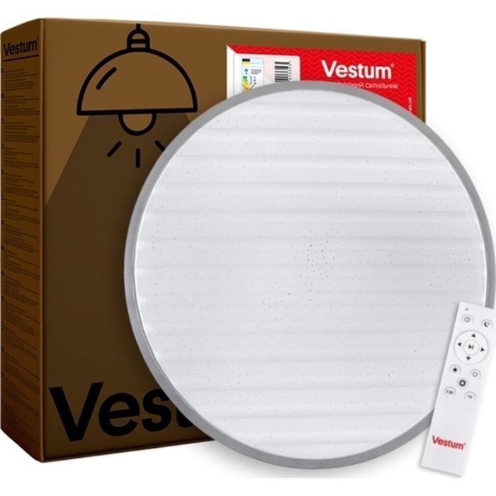 Светильник Vestum GRILL зоряне небо 72W 3000К- 6500К 5600Lm з пультом срібний (VS-81023)