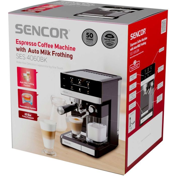 Рожковая кофеварка эспрессо Sencor SES4060BK изображение 19