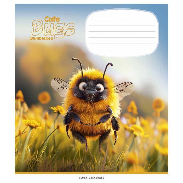 Зошит Школярик Cute bugs 12 аркушів коса лінія (012-3462C)