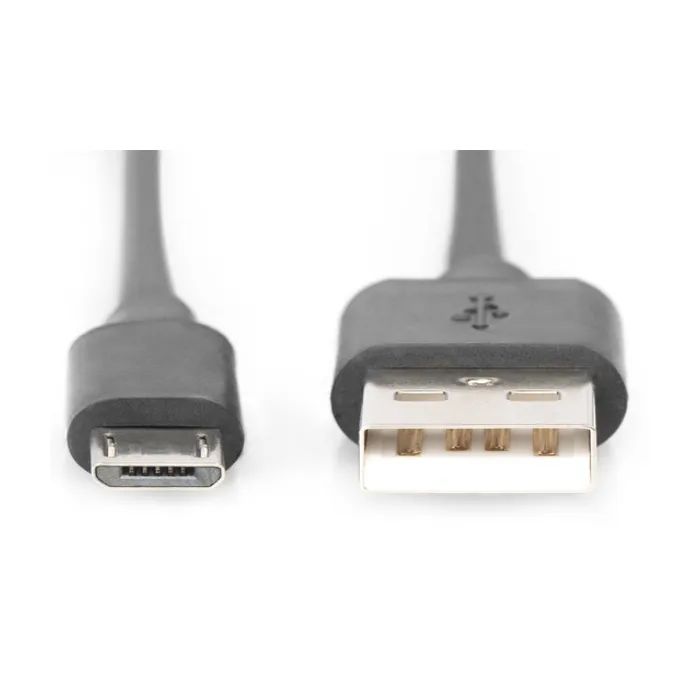 Дата кабель USB 2.0 AM to Micro 5P 0.9m black Digitus (AK-300110-010-S) изображение 2