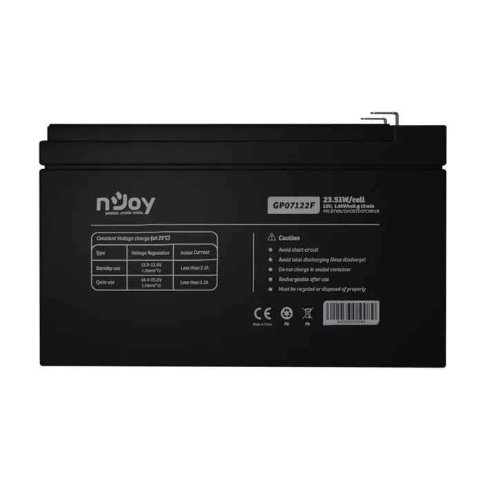 Батарея до ДБЖ nJoy 12V 7Ah (BTVACGUOBTD2FCN01B) AGM (GP07122F) зображення 2
