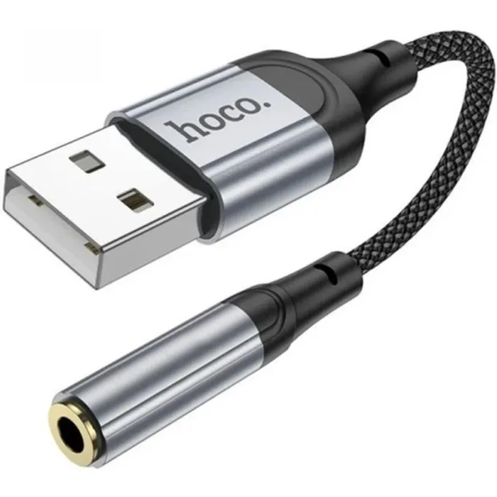 Кабель мультимедийный USB AM to 3.5mm F LS36 black HOCO (6942007608879)