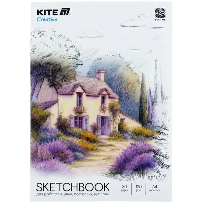 Бумага для рисования Kite Скетчбук для работ карандашами Creative А4, 30 листов (K-1278)