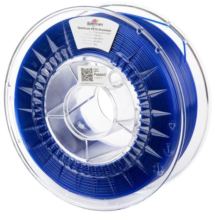 Пластик для 3D-принтера Spectrum PET-G Premium Transparent 1.75mm 1kg Blue (80052)