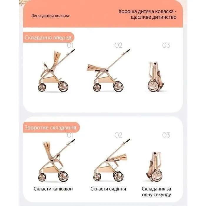 Коляска Kidilo 2в1 Haolaifu H3 Beige бежева (692870766409) (1195569) изображение 7