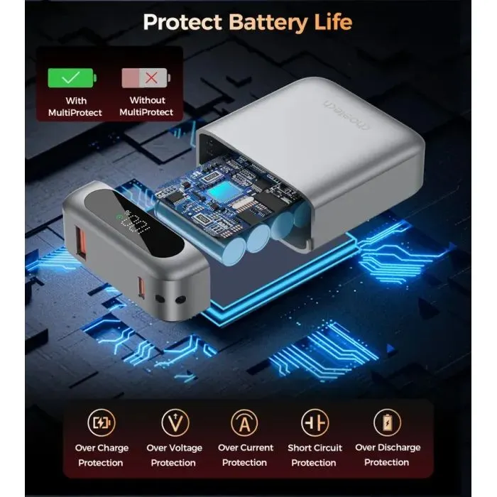 Батарея универсальная Choetech 10000mA, 22.5W, PD, QC, grey (B860-CCGY) изображение 7