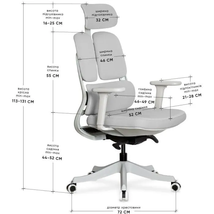 Офісне крісло Mealux S160 Grey (HF-S160 F/G) зображення 2