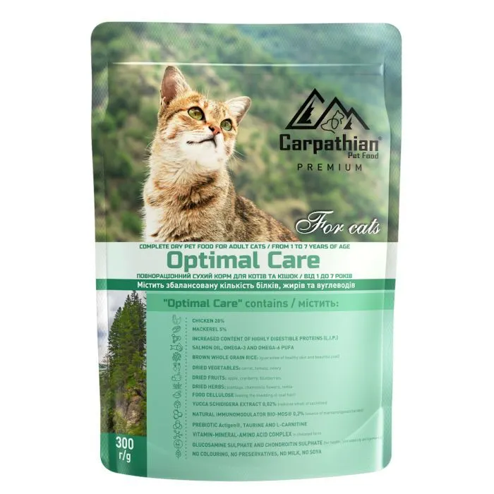 Сухий корм для кішок Carpathian Pet Food Optimal Care 300 г (4820111142088)
