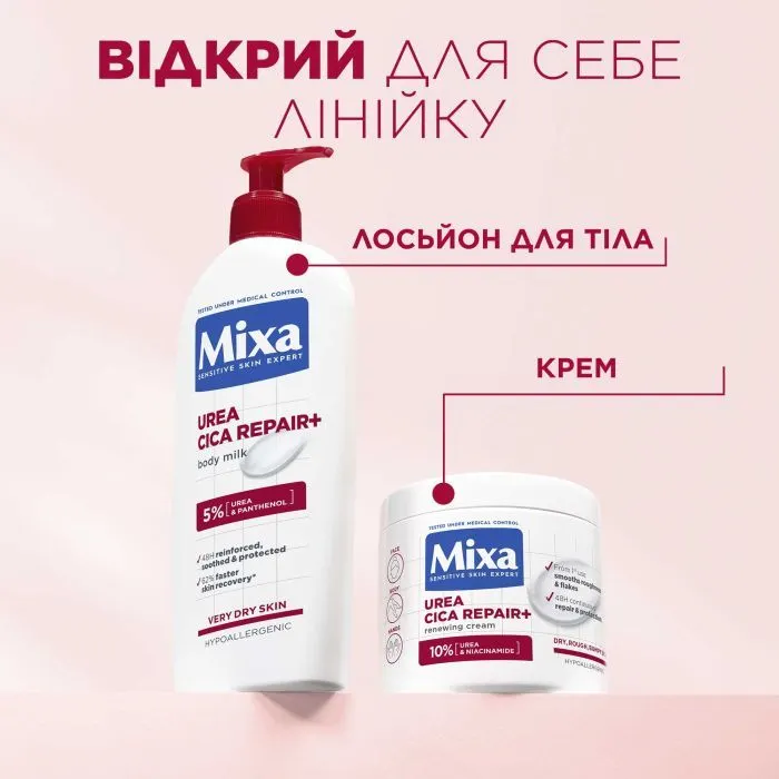Молочко для тіла Mixa Urea Cica Repair+ 400 мл (3600550978681) зображення 9