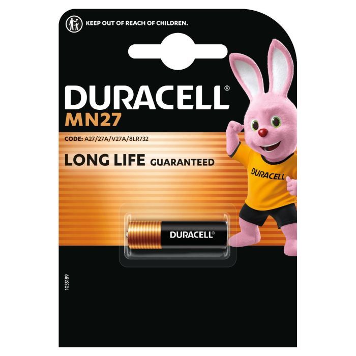 Батарейка Duracell MN27 12V спеціалізована лужна, A27/27A/V27A/8LR732, 1 шт. в упаковці (5007388) изображение 2