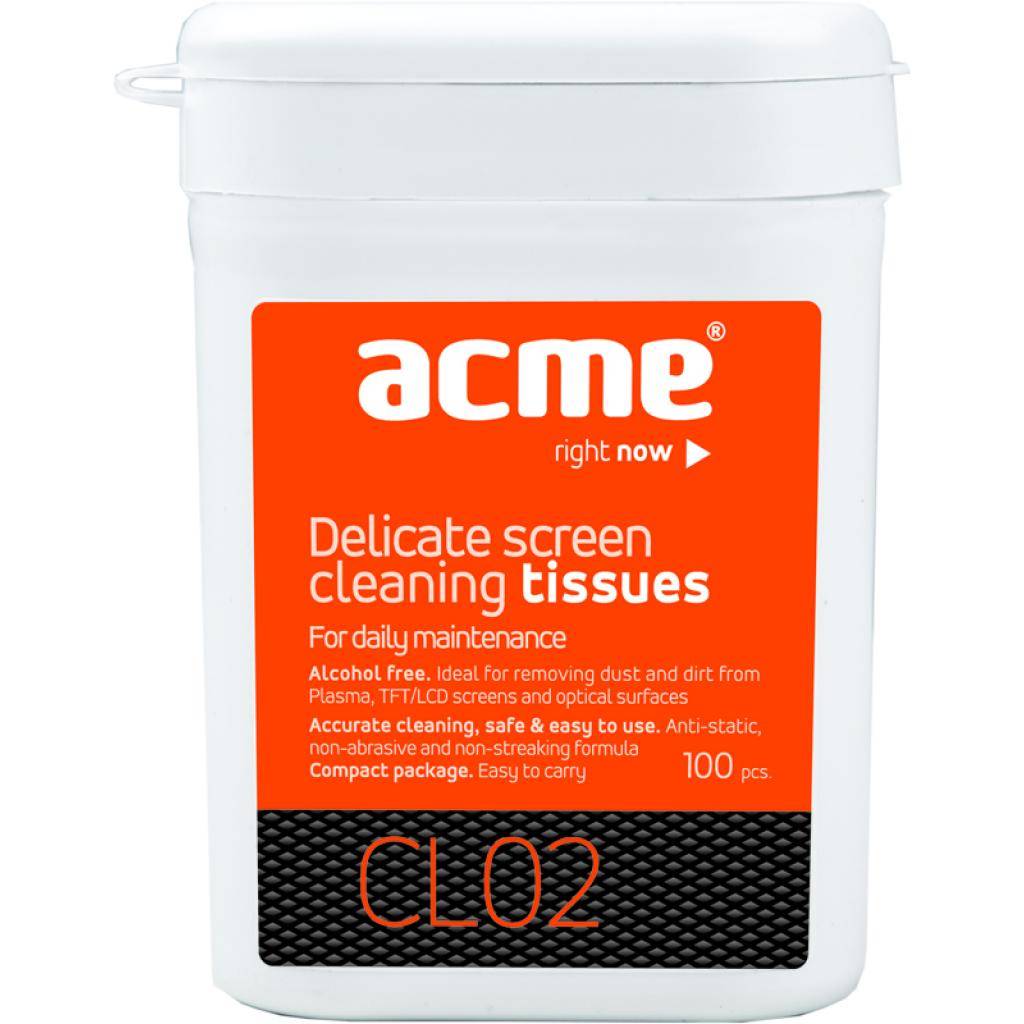 Салфетки ACME CL02 Screen Cleaning Wipes TFT/LCD 100 шт.в компактній тубі (4770070392225)