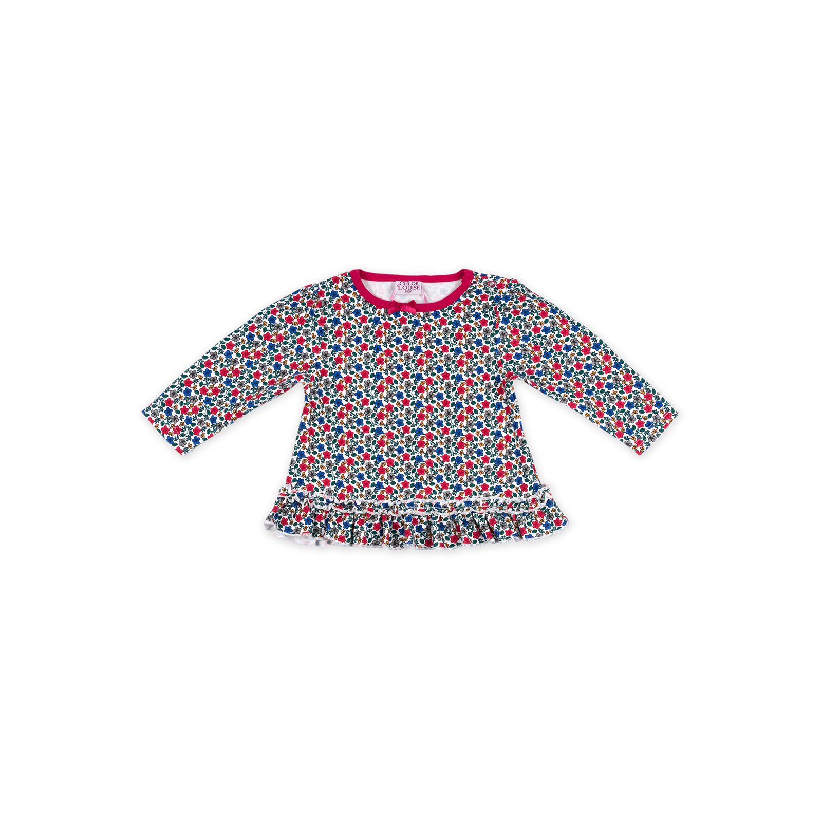 Набір дитячого одягу Luvena Fortuna для девочек: кофточка, красные штанишки и меховая жилетка (G8070.9-12) зображення 2