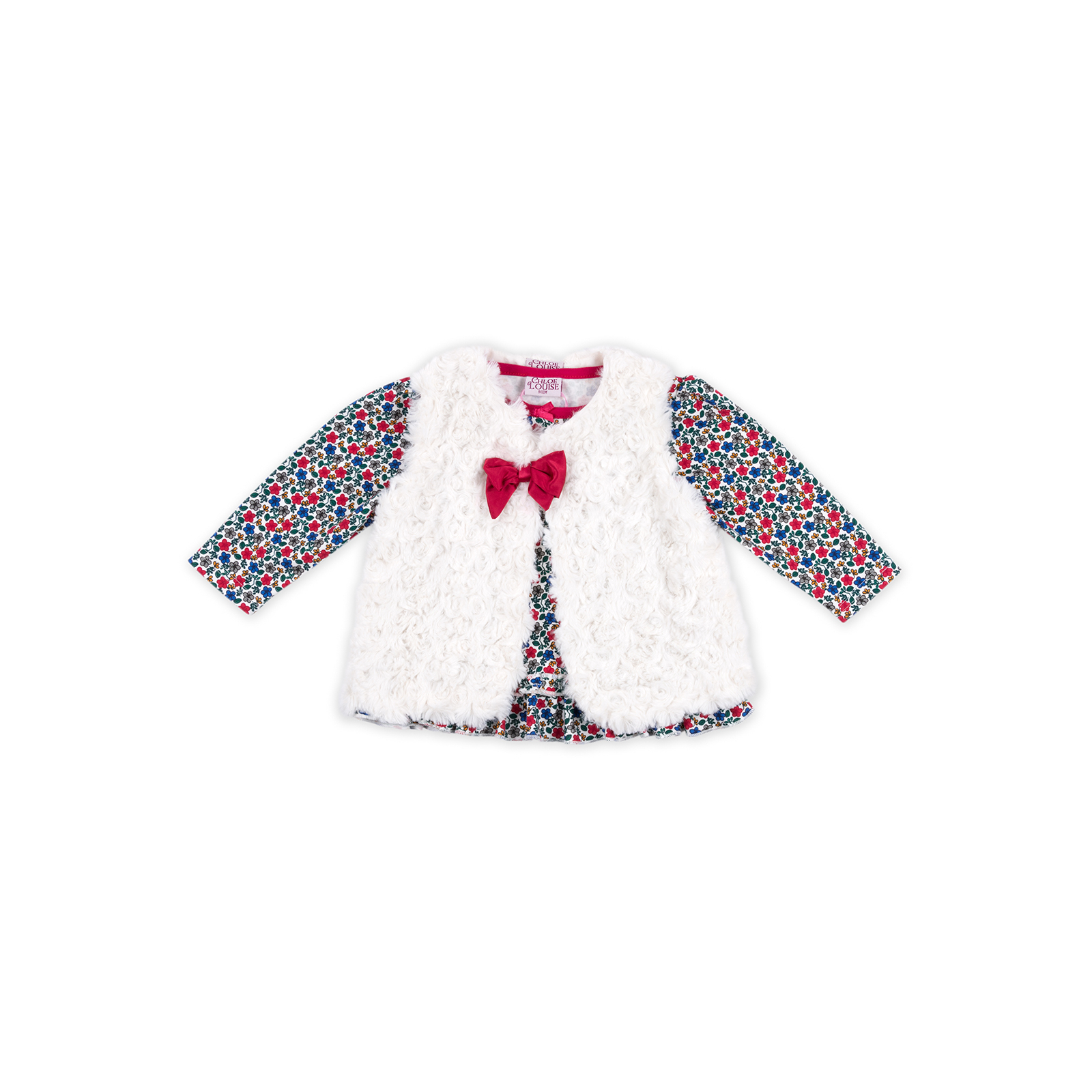 Набір дитячого одягу Luvena Fortuna для дівчаток: кофточка, штанці і хутряна жилетка (G8070.12-18) зображення 4
