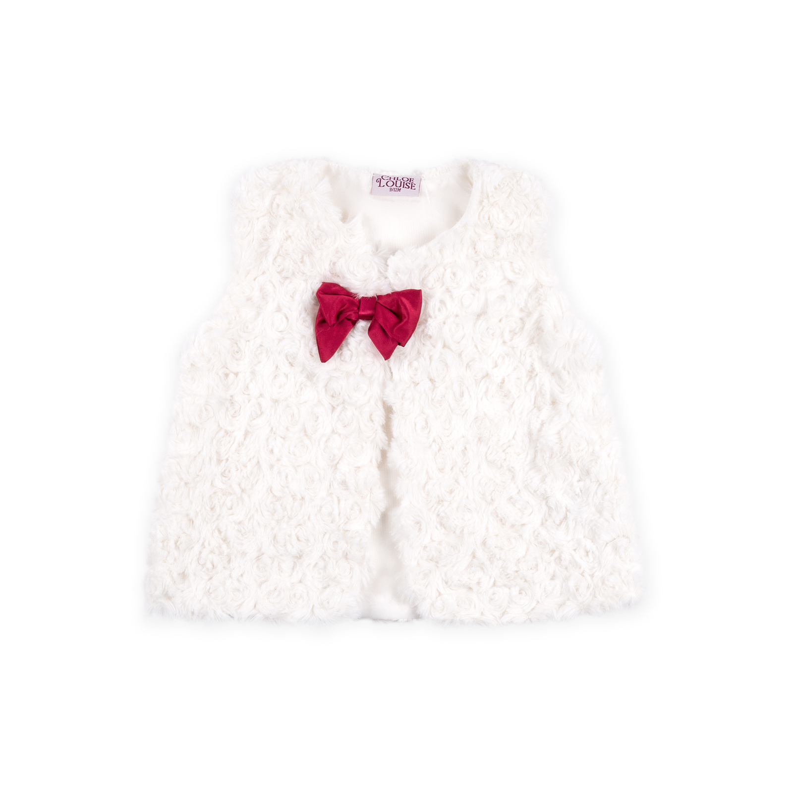 Набір дитячого одягу Luvena Fortuna для девочек: кофточка, красные штанишки и меховая жилетка (G8070.9-12) зображення 5