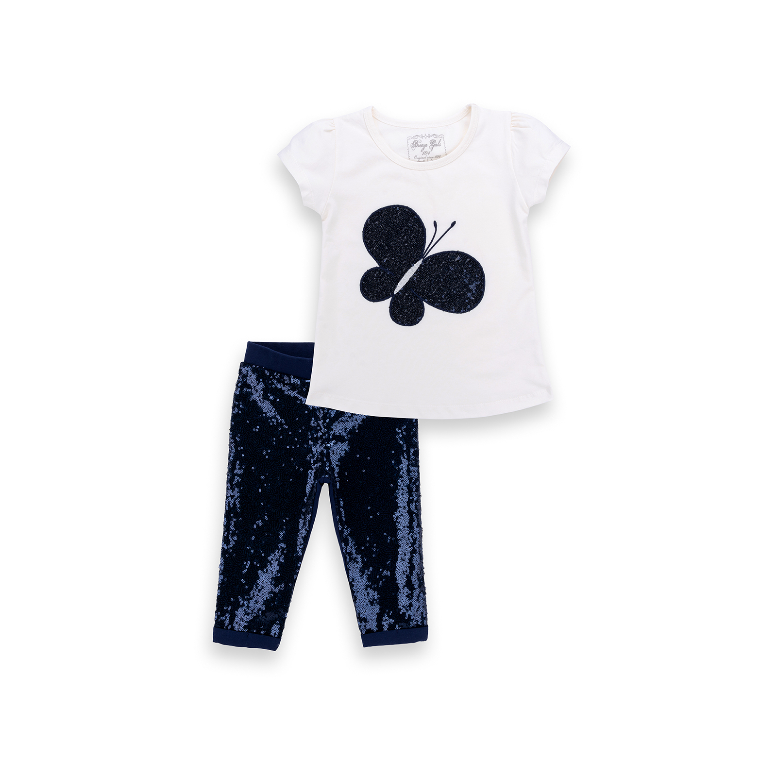 Набір дитячого одягу Breeze футболка з метеликом та штанцями (8969-92G-cream)