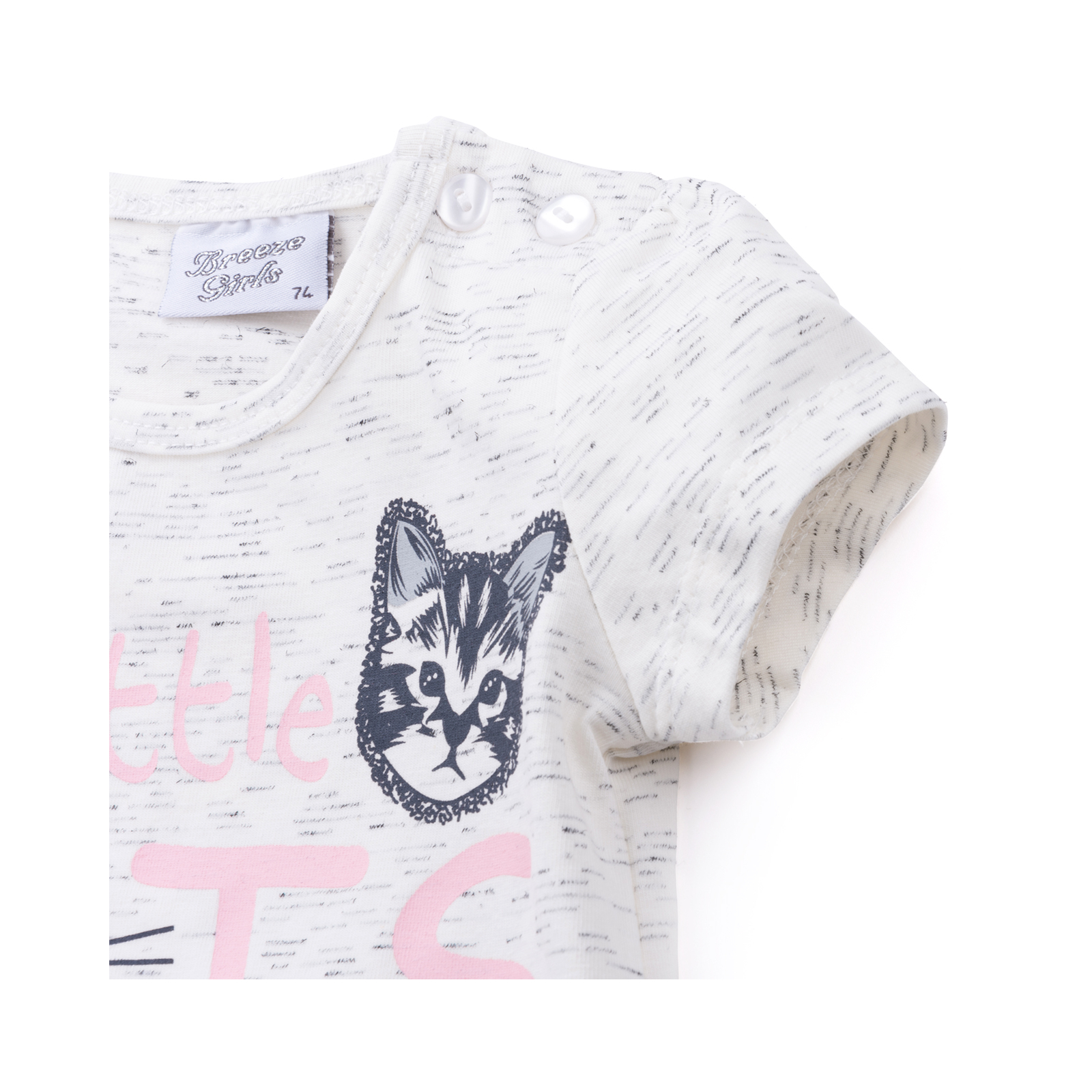 Набор детской одежды Breeze футболка с котиком и штанишки с кармашками (8983-74G-cream) изображение 5