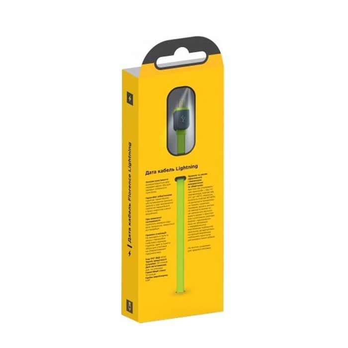 Дата кабель USB 2.0 AM to Lightning 1.0m Color Lime green Florence (FDC-L1-2L) изображение 2