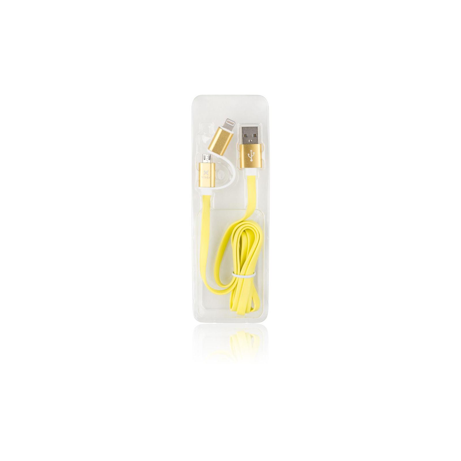 Дата кабель USB 2.0 AM to Lightning + Micro 5P 1.0m flat yellow Vinga (VRC791Y) изображение 2