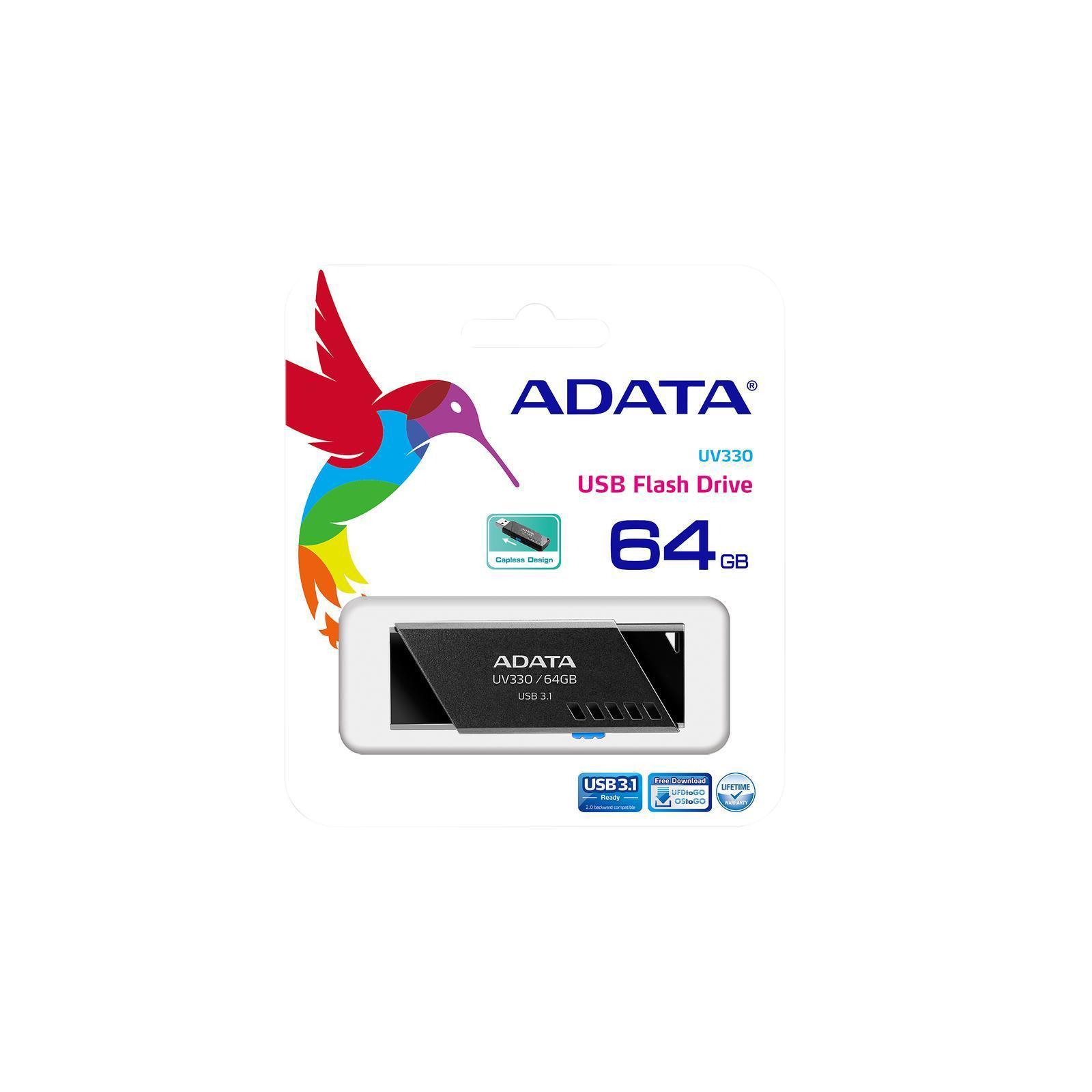 USB флеш накопичувач ADATA 64GB UV330 Black USB 3.1 (AUV330-64G-RBK) зображення 4