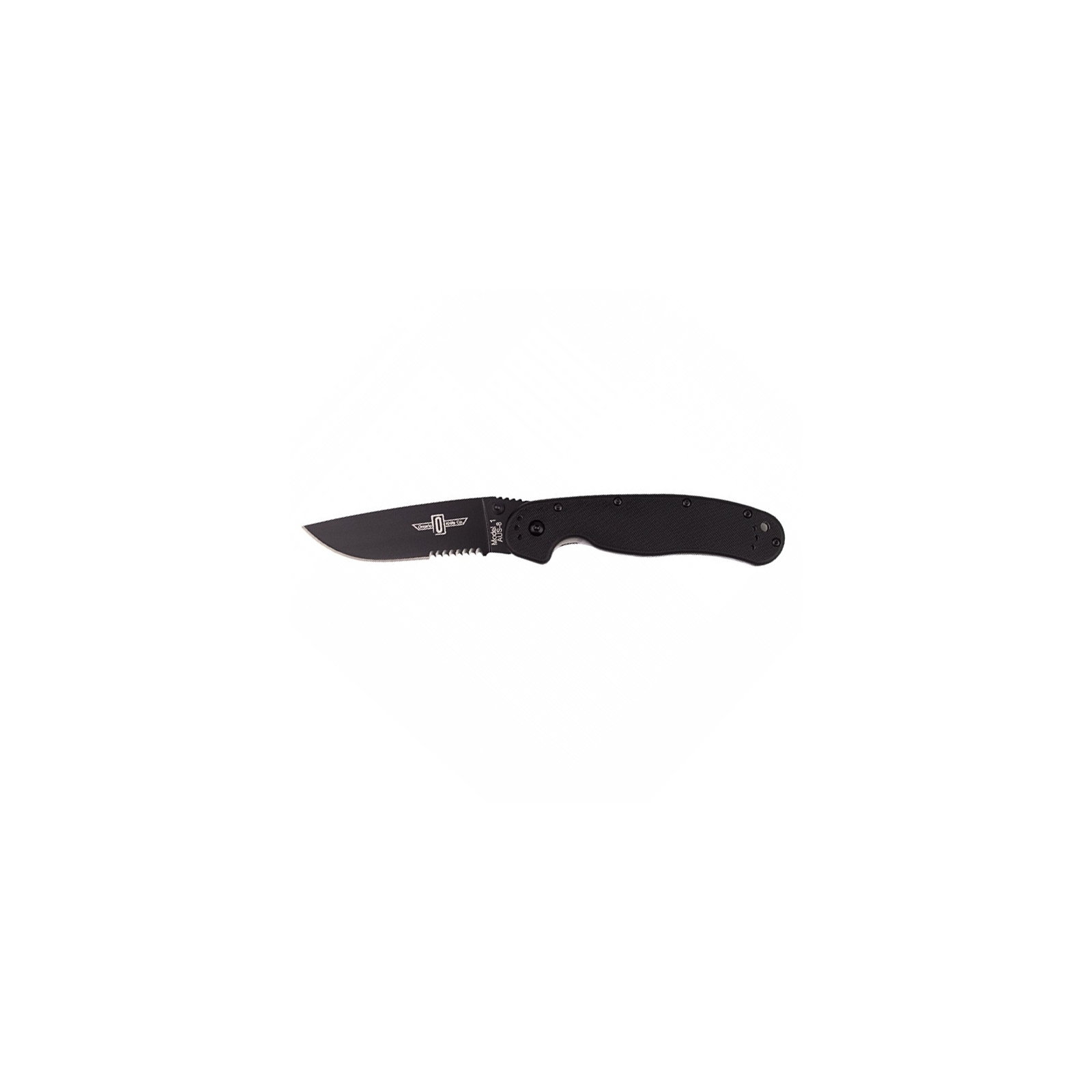 Нож Ontario RAT-1 Folder, черный, полусеррейтор (8847)