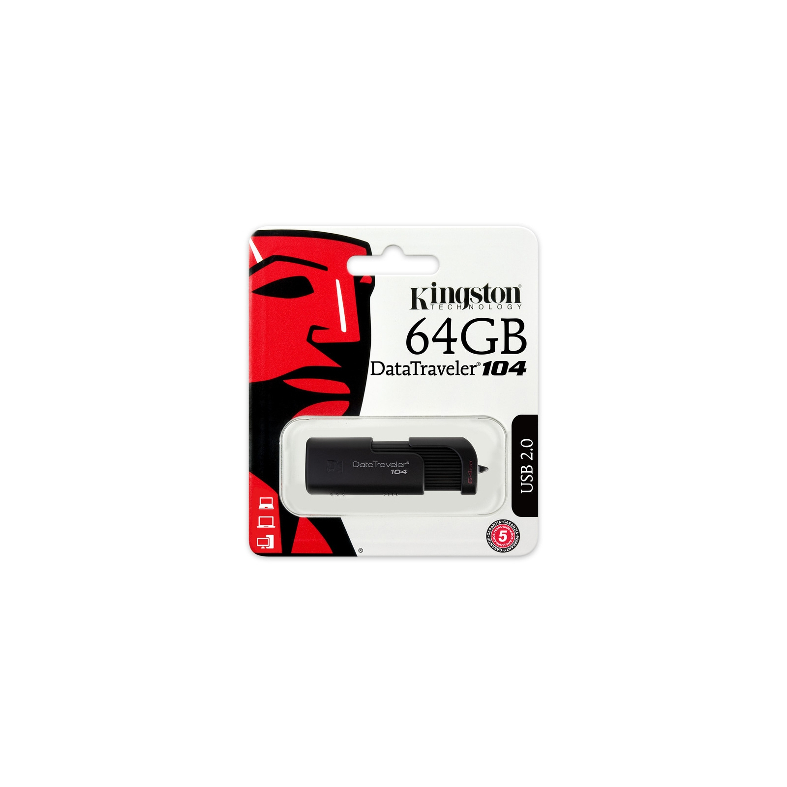 USB флеш накопичувач Kingston 64GB DataTraveller 104 USB 2.0 (DT104/64GB) зображення 6
