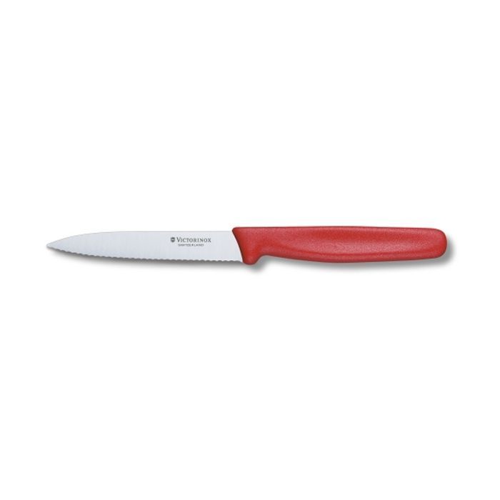Кухонный нож Victorinox Standart 10 см, с волнистым лезвием, красный (5.0731)