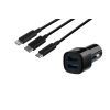 Зарядний пристрій 2E Car 2хUSB 2.4A + кабель 3в1 Lightning/microUSB/Type-C), blac (2E-ACR01-C3IN1) зображення 2