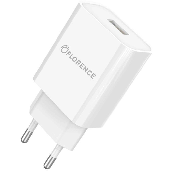 Зарядное устройство Florence 1USB 2A + Lightning cable white (FL-1020-WL) изображение 3