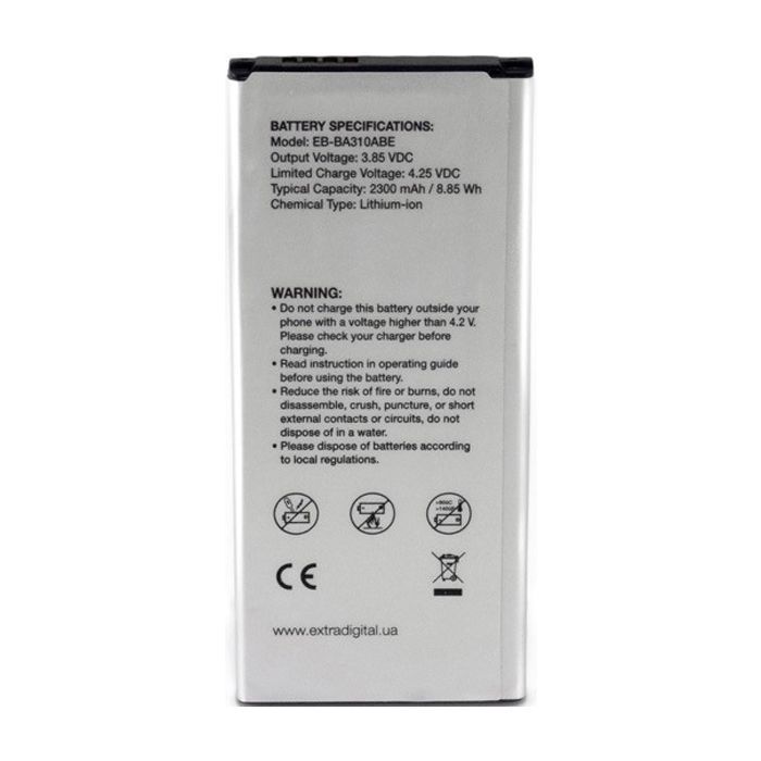 Аккумуляторная батарея Extradigital Samsung Galaxy A3 2016 Duos (EB-BA110ABE) 2300 mAh (BMS6423) изображение 2