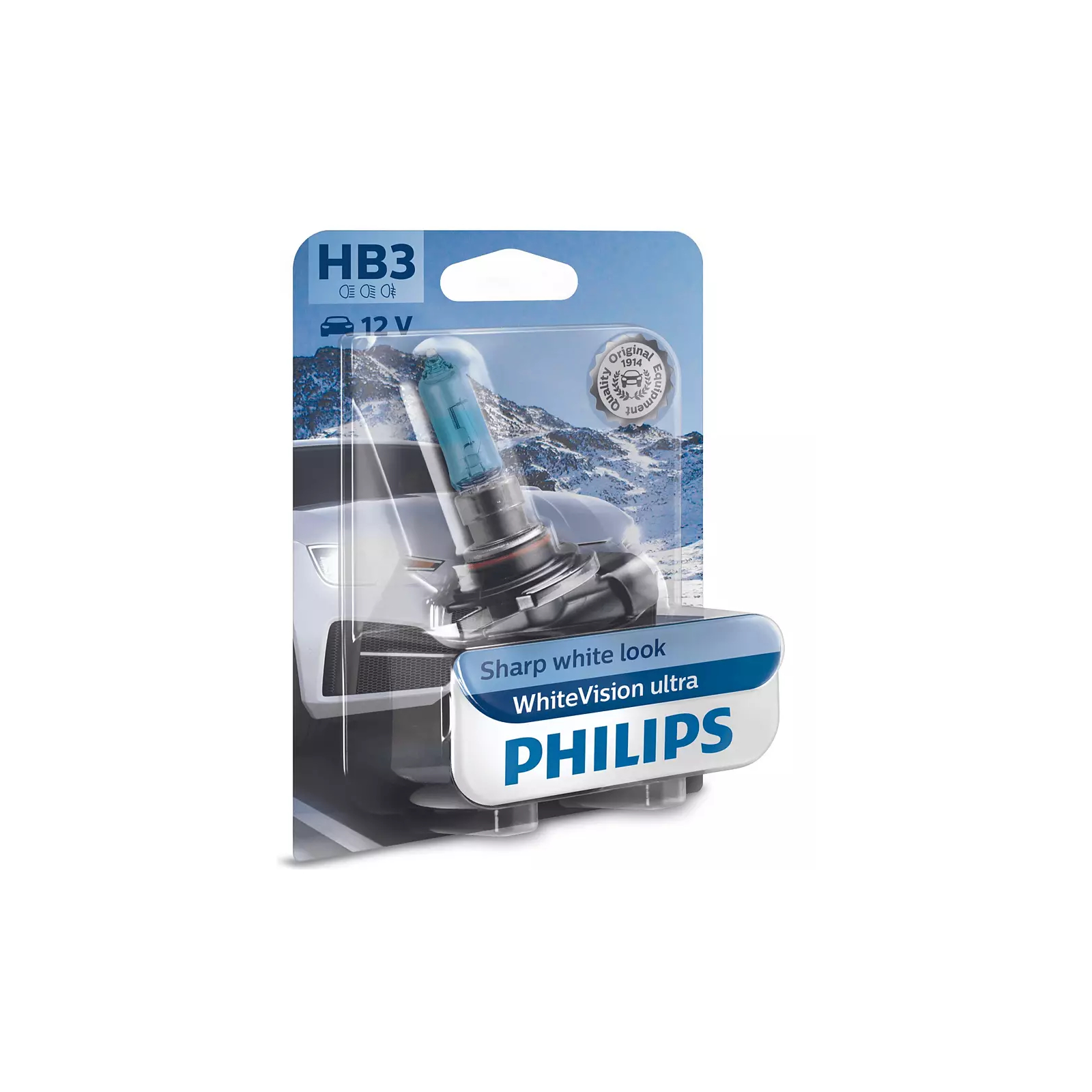 Автолампа Philips HB3 WhiteVision Ultra +60%, 3800K, 1шт/блістер (9005WVUB1)