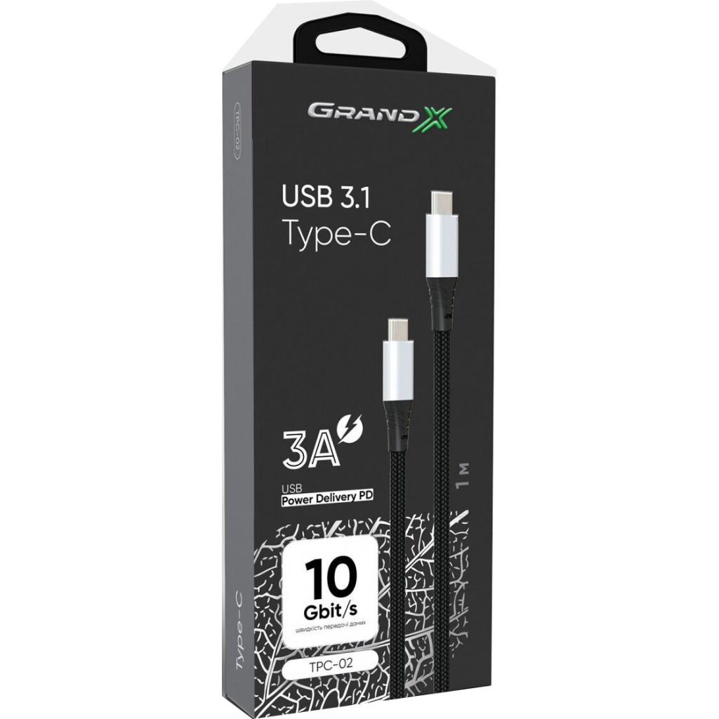 Дата кабель USB-C to USB-C 1.0m USB 3.1 Grand-X (TPC-02) изображение 3